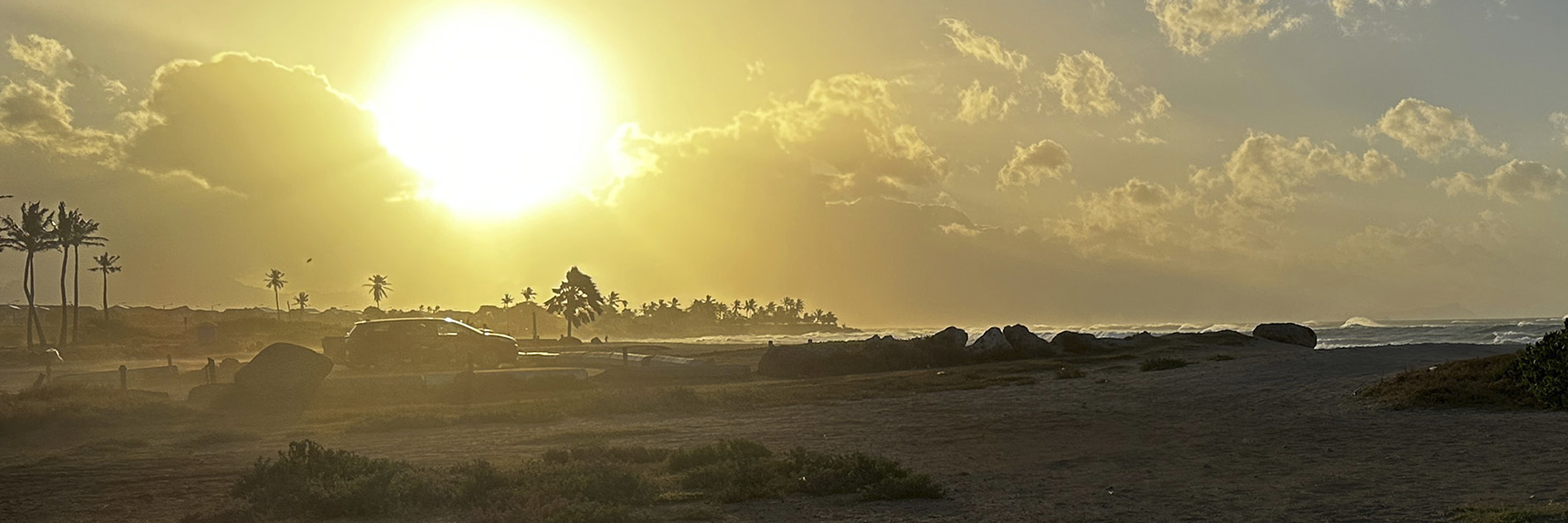 Sand blows through Oneula Beach Park in Ewa Beach ahead of Hurricane Dora