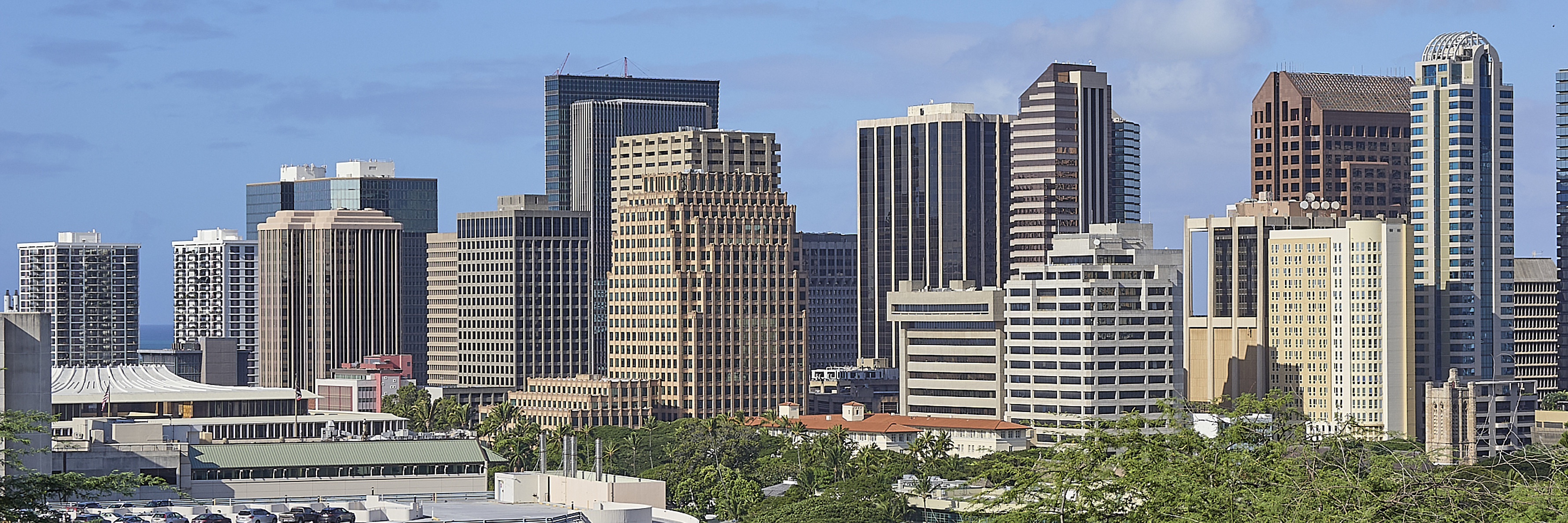 Honolulu Downtown views from Prospect Street showing the core of downtown.