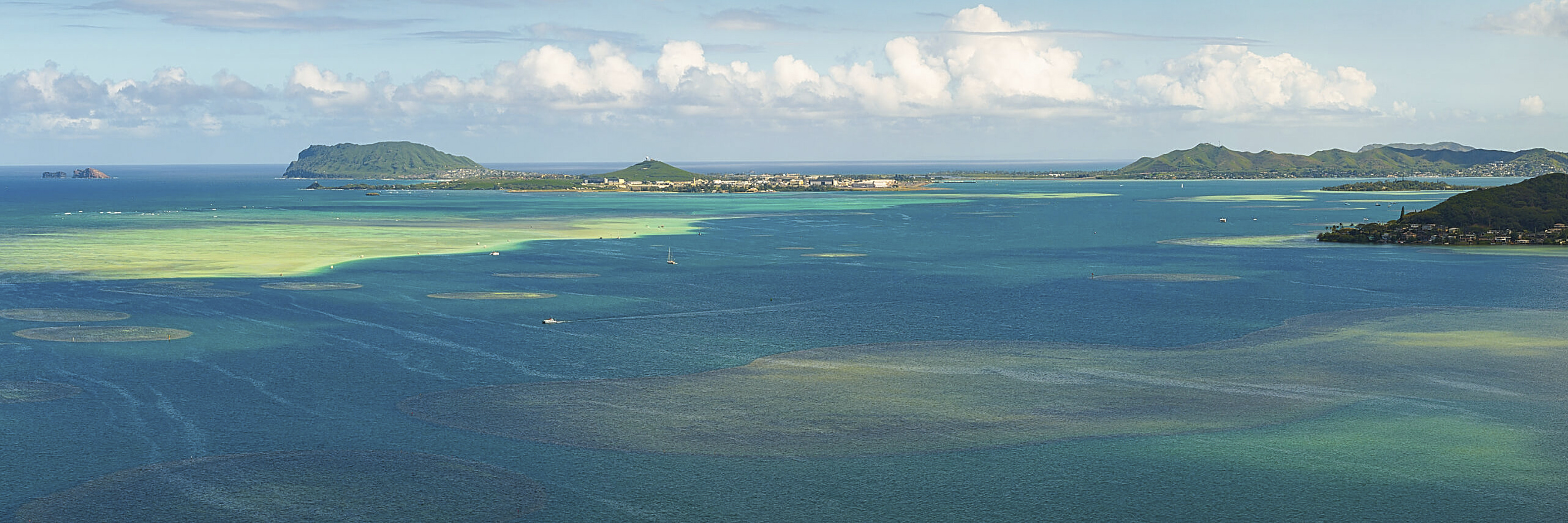 An aerial view of Kaneohe Bay
